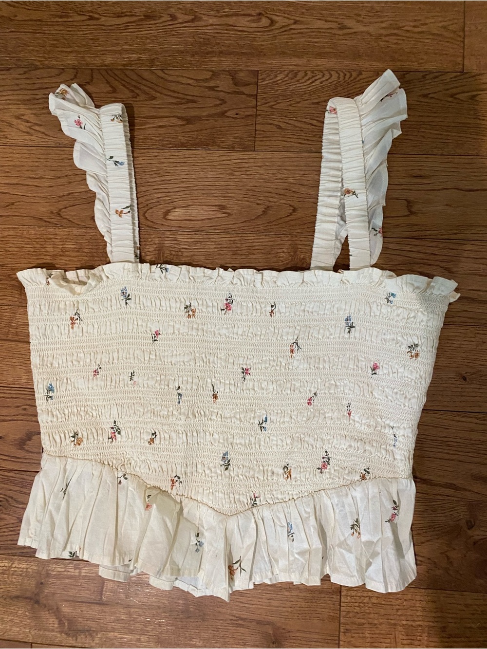 American eagle floral smocked tank